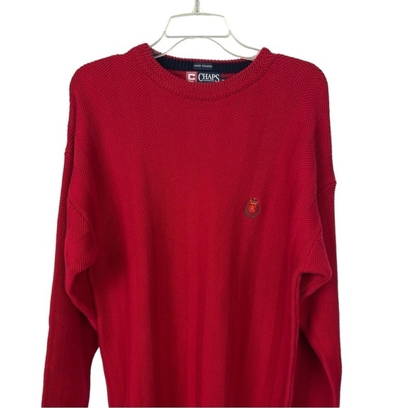 Chaps Ralph Lauren Men’s Pullover Sweater Sz Medium Color Red Stretch Chunky - Picture 2 of 10